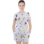 Pattern-fruit-apples-green Women s T-Shirt and Shorts Set