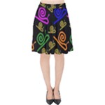 Pattern-repetition-snail-blue Velvet High Waist Skirt