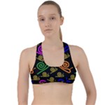 Pattern-repetition-snail-blue Criss Cross Racerback Sports Bra