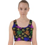 Pattern-repetition-snail-blue Velvet Racer Back Crop Top