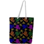 Pattern-repetition-snail-blue Full Print Rope Handle Tote (Large)