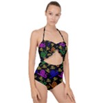 Pattern-repetition-snail-blue Scallop Top Cut Out Swimsuit