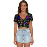 Pattern-repetition-snail-blue V-Neck Crop Top