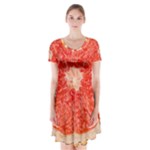 Grapefruit-fruit-background-food Short Sleeve V-neck Flare Dress