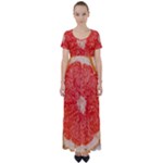 Grapefruit-fruit-background-food High Waist Short Sleeve Maxi Dress