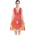 Grapefruit-fruit-background-food V-Neck Midi Sleeveless Dress 