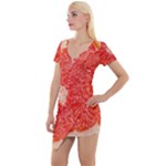 Grapefruit-fruit-background-food Short Sleeve Asymmetric Mini Dress