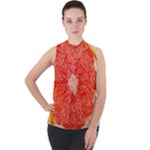 Grapefruit-fruit-background-food Mock Neck Chiffon Sleeveless Top