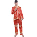 Grapefruit-fruit-background-food Men s Long Sleeve Satin Pajamas Set