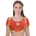 Grapefruit-fruit-background-food Velvet Short Sleeve Crop Top 