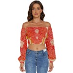 Grapefruit-fruit-background-food Long Sleeve Crinkled Weave Crop Top