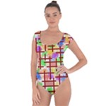 Pattern-repetition-bars-colors Short Sleeve Leotard 