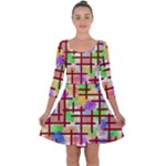 Pattern-repetition-bars-colors Quarter Sleeve Skater Dress