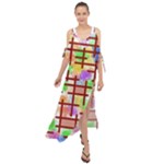 Pattern-repetition-bars-colors Maxi Chiffon Cover Up Dress