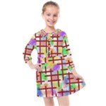 Pattern-repetition-bars-colors Kids  Quarter Sleeve Shirt Dress
