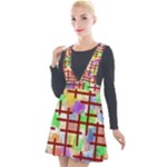 Pattern-repetition-bars-colors Plunge Pinafore Velour Dress