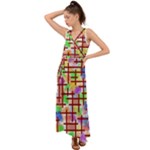 Pattern-repetition-bars-colors V-Neck Chiffon Maxi Dress