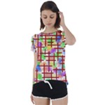 Pattern-repetition-bars-colors Short Sleeve Open Back T-Shirt