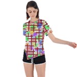 Pattern-repetition-bars-colors Asymmetrical Short Sleeve Sports T-Shirt