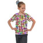 Pattern-repetition-bars-colors Kids  Mesh Piece T-Shirt