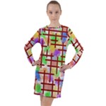 Pattern-repetition-bars-colors Long Sleeve Hoodie Dress