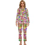 Pattern-repetition-bars-colors Womens  Long Sleeve Lightweight Pajamas Set