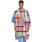Pattern-repetition-bars-colors Men s Hooded Rain Ponchos