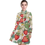 Strawberry-fruits Long Sleeve Chiffon Shirt Dress
