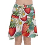 Strawberry-fruits Chiffon Wrap Front Skirt