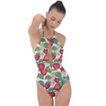 Strawberry-fruits Plunge Cut Halter Swimsuit