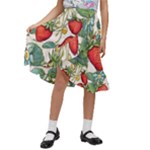 Strawberry-fruits Kids  Ruffle Flared Wrap Midi Skirt