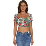 Strawberry-fruits Short Sleeve Square Neckline Crop Top 