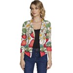 Strawberry-fruits Women s Casual 3/4 Sleeve Spring Jacket