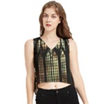 Stained Glass Window Gothic V-Neck Cropped Tank Top