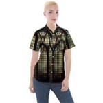 Stained Glass Window Gothic Women s Short Sleeve Pocket Shirt