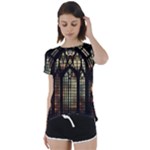 Stained Glass Window Gothic Short Sleeve Open Back T-Shirt