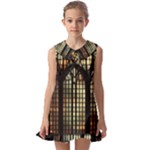 Stained Glass Window Gothic Kids  Pilgrim Collar Ruffle Hem Dress