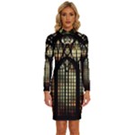 Stained Glass Window Gothic Long Sleeve Shirt Collar Bodycon Dress