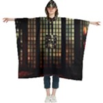 Stained Glass Window Gothic Women s Hooded Rain Ponchos