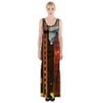 Sci-fi Futuristic Science Fiction City Neon Scene Artistic Technology Machine Fantasy Gothic Town Bu Thigh Split Maxi Dress