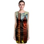 Sci-fi Futuristic Science Fiction City Neon Scene Artistic Technology Machine Fantasy Gothic Town Bu Sleeveless Velvet Midi Dress