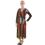 Sci-fi Futuristic Science Fiction City Neon Scene Artistic Technology Machine Fantasy Gothic Town Bu Velvet Maxi Wrap Dress