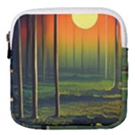 Outdoors Night Moon Full Moon Trees Setting Scene Forest Woods Light Moonlight Nature Wilderness Lan Mini Square Pouch