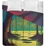 Nature Swamp Water Sunset Spooky Night Reflections Bayou Lake Duvet Cover Double Side (King Size)