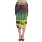 Nature Swamp Water Sunset Spooky Night Reflections Bayou Lake Midi Pencil Skirt