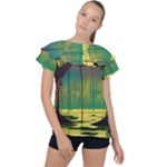 Nature Swamp Water Sunset Spooky Night Reflections Bayou Lake Ruffle Collar Chiffon Blouse