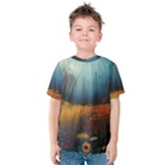 Wildflowers Field Outdoors Clouds Trees Cover Art Storm Mysterious Dream Landscape Kids  Cotton T-Shirt