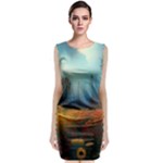 Wildflowers Field Outdoors Clouds Trees Cover Art Storm Mysterious Dream Landscape Classic Sleeveless Midi Dress