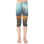 Wildflowers Field Outdoors Clouds Trees Cover Art Storm Mysterious Dream Landscape Kids  Capri Leggings 