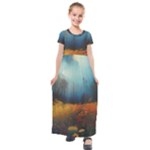 Wildflowers Field Outdoors Clouds Trees Cover Art Storm Mysterious Dream Landscape Kids  Short Sleeve Maxi Dress